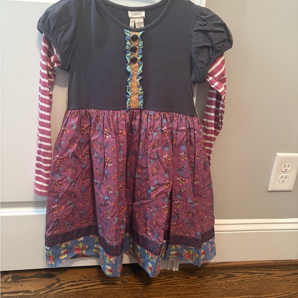 Matilda Jane Grey and Purple Floral Dress - Size 10